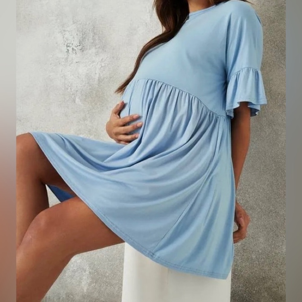 Missguided Blue Babydoll Maternity Dress (Belt and hat not included)